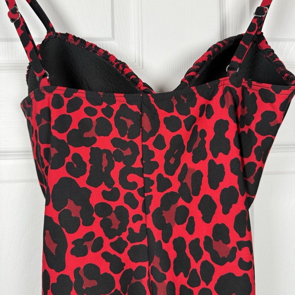 Miraclesuit One Piece Red Leopard Print Slimming Ruching Made in USA - Picture 10 of 16